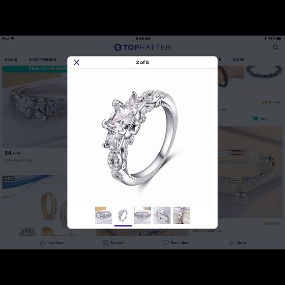 .925 Sterling Silver Sapphire Stones Engagement - Picture 5 of 5